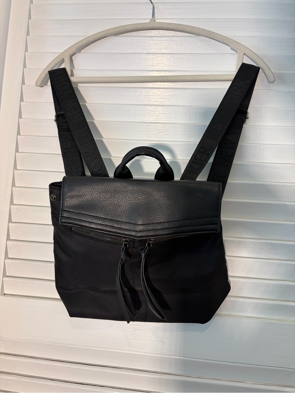 Botkier Black Convertible Small Backpack with Textured Flap